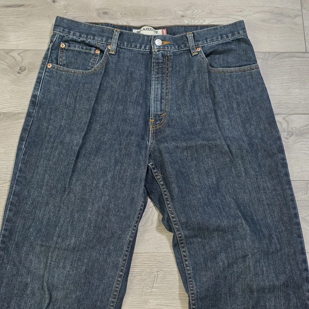 Levis 550 Jeans Men 36x34 Dark‎ Wash Blue Denim 5 Pocket Relaxed Cowboy 2000s